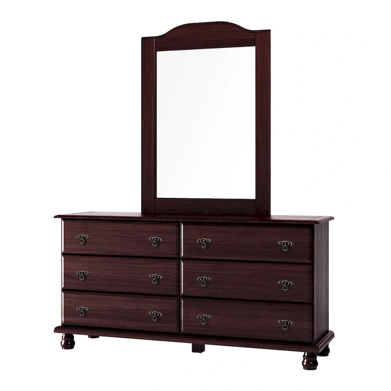 Palace Imports 100% Solid Wood Traditional Kyle 6-Drawer Dresser with Optional Mirror