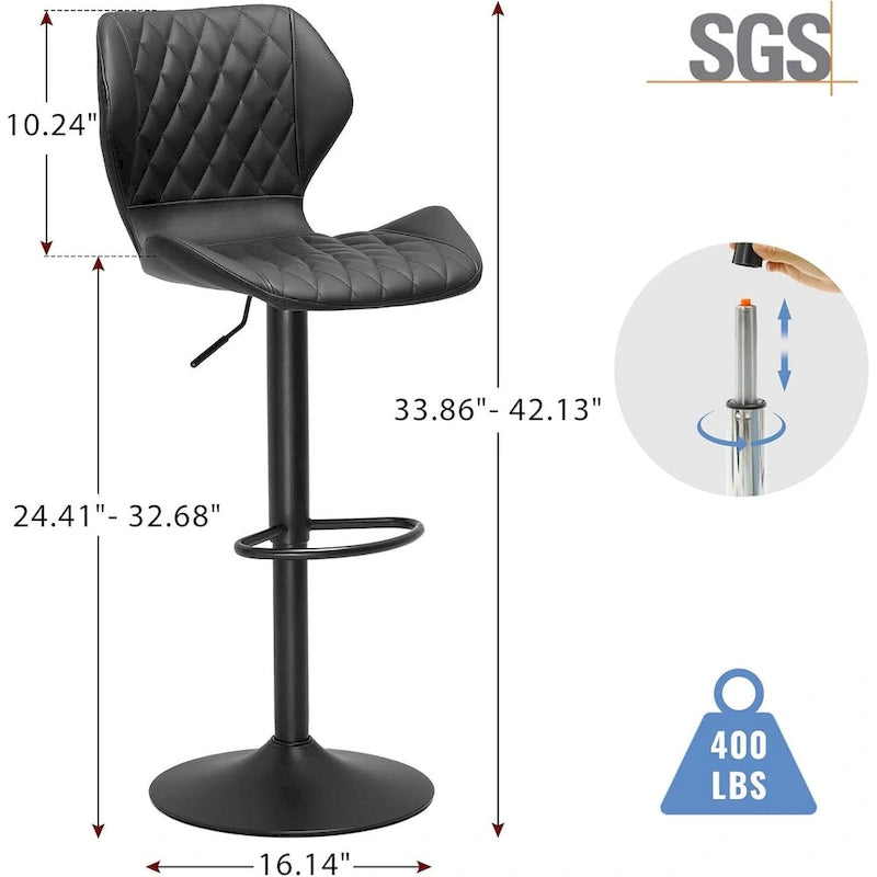 Bar Stools Set of 2 Counter Height Bar Stools Upholstered Swivel