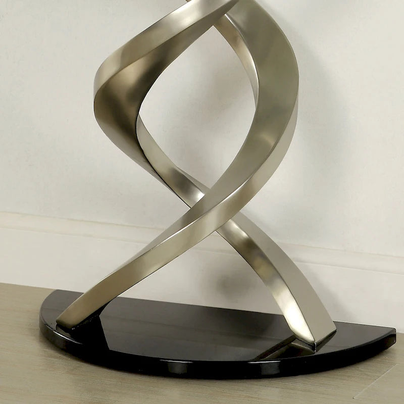 Sele Contemporary Silver 45-inch Glass Top Half-moon Sofa Table by Furniture of America