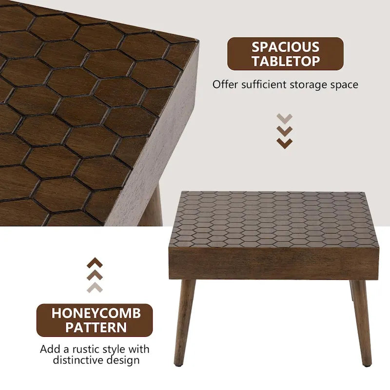 COSIEST Rustic Solid Wood Square Coffee Table for Living Room - 24W x 24L x 15.3H