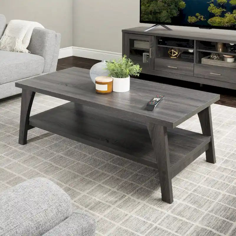 Hollywood Coffee Table with Shelf, Dark Grey