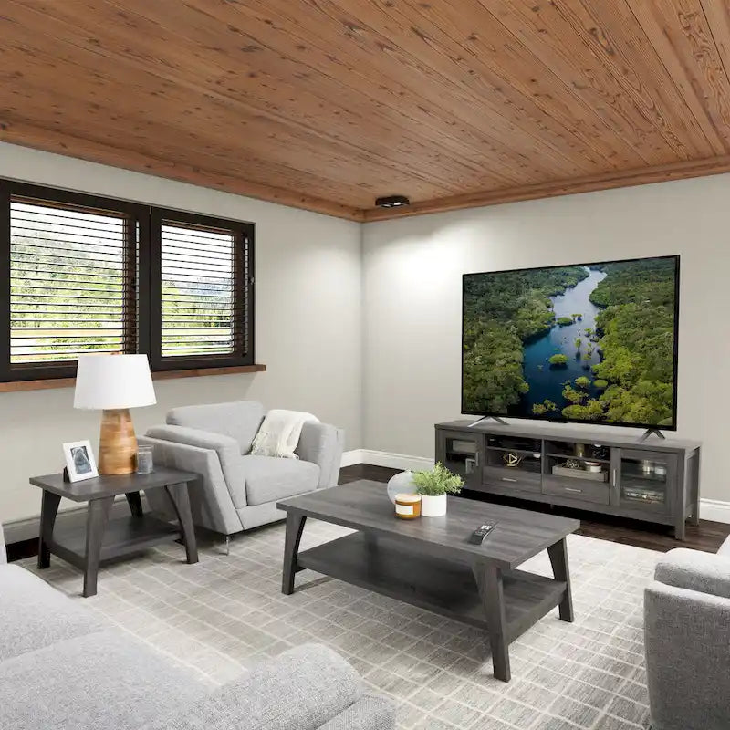 Hollywood Coffee Table with Shelf, Dark Grey