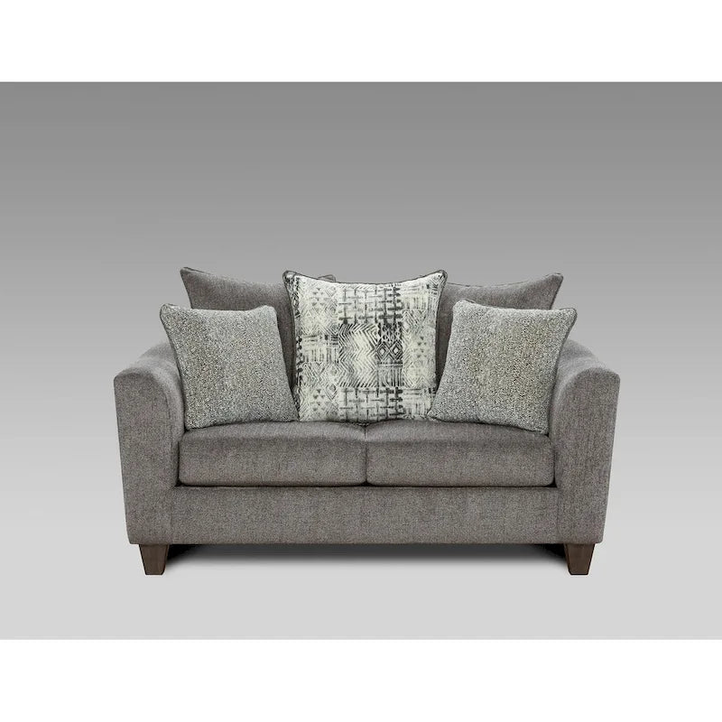 Roundhill Furniture Davoz 2-Piece Living Room Set, Sofa and Loveseat, Tori Slate