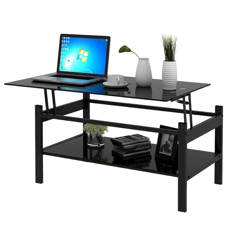 Glass Lift Top Coffee Table, Black