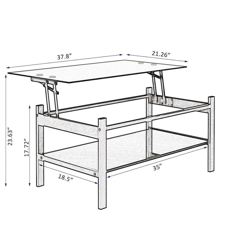 Glass Lift Top Coffee Table, Black