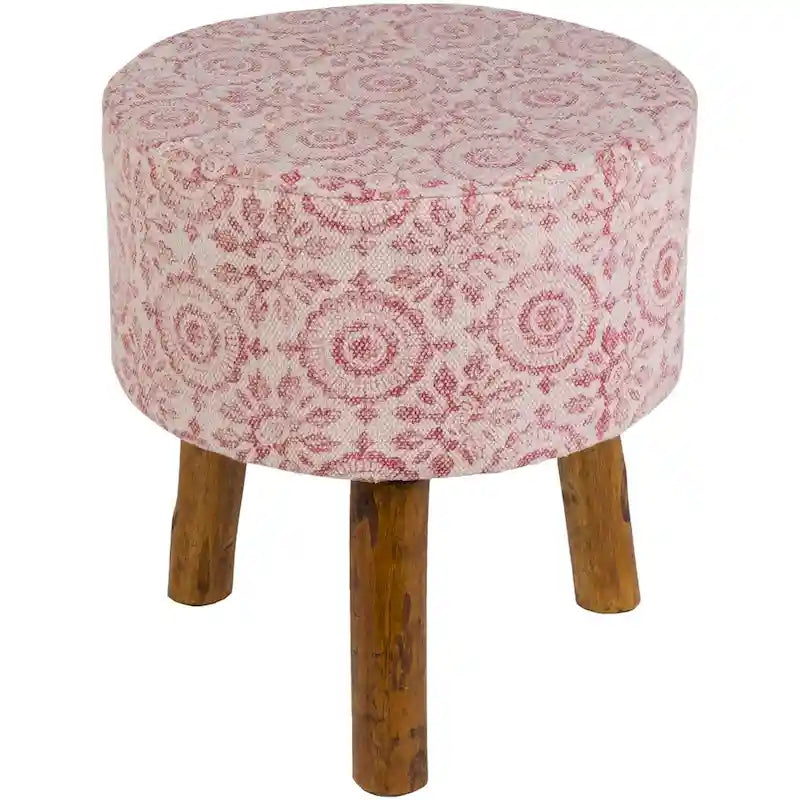 Shantanu Pink Boho Wooden Stool