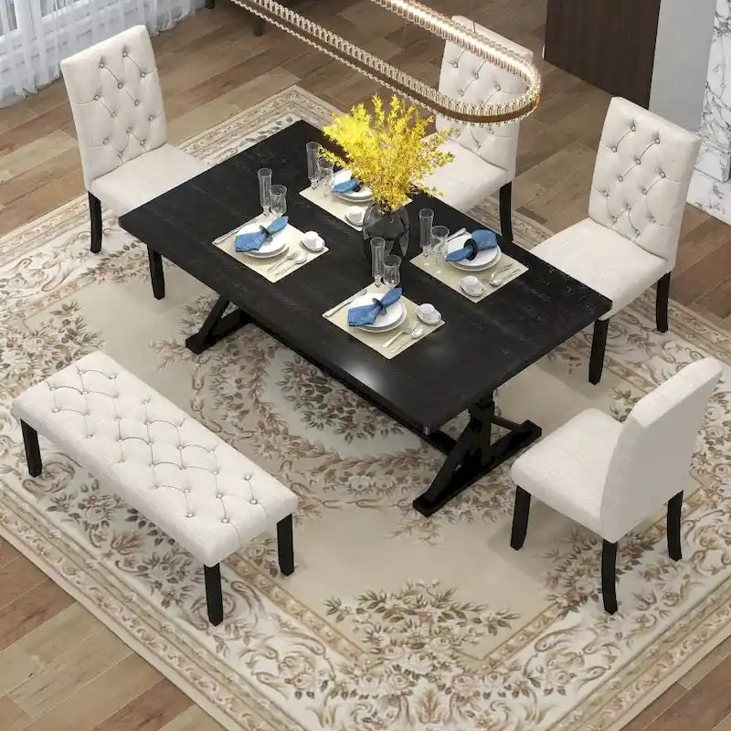 6-Piece Farmhouse Dining Table Set
