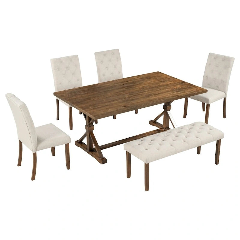 6-Piece Farmhouse Dining Table Set