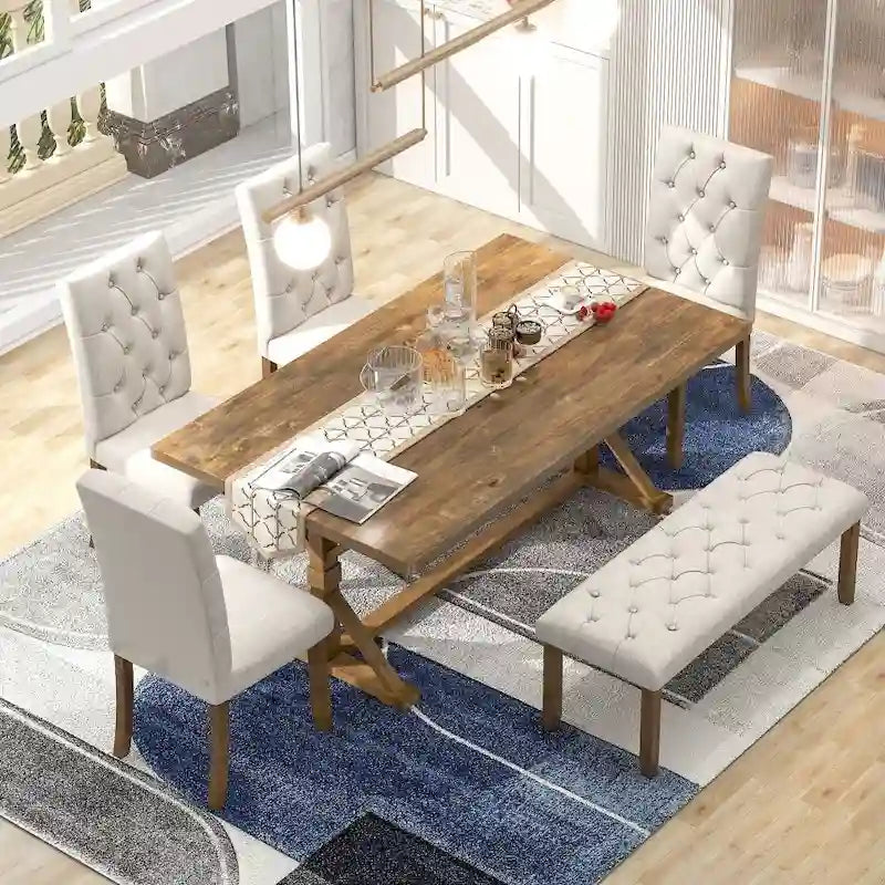 6-Piece Farmhouse Dining Table Set