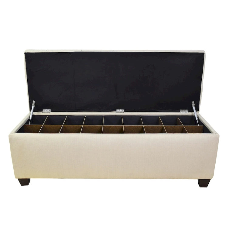 The Sole Secret Beige Button Tufted Shoe Storage Bench