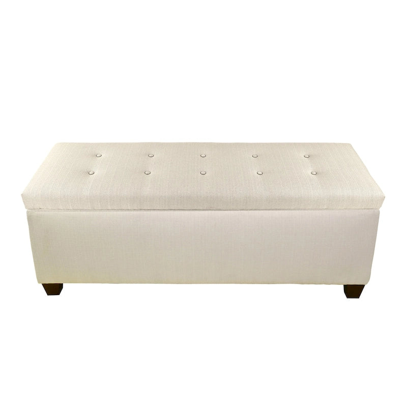 The Sole Secret Beige Button Tufted Shoe Storage Bench