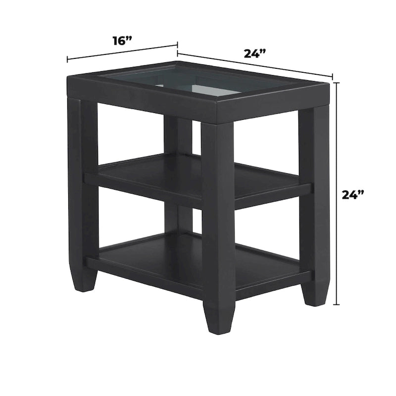 Cordero Wood and Glass Top 16-Inch Wide Chairside End Table with Shelf Storage