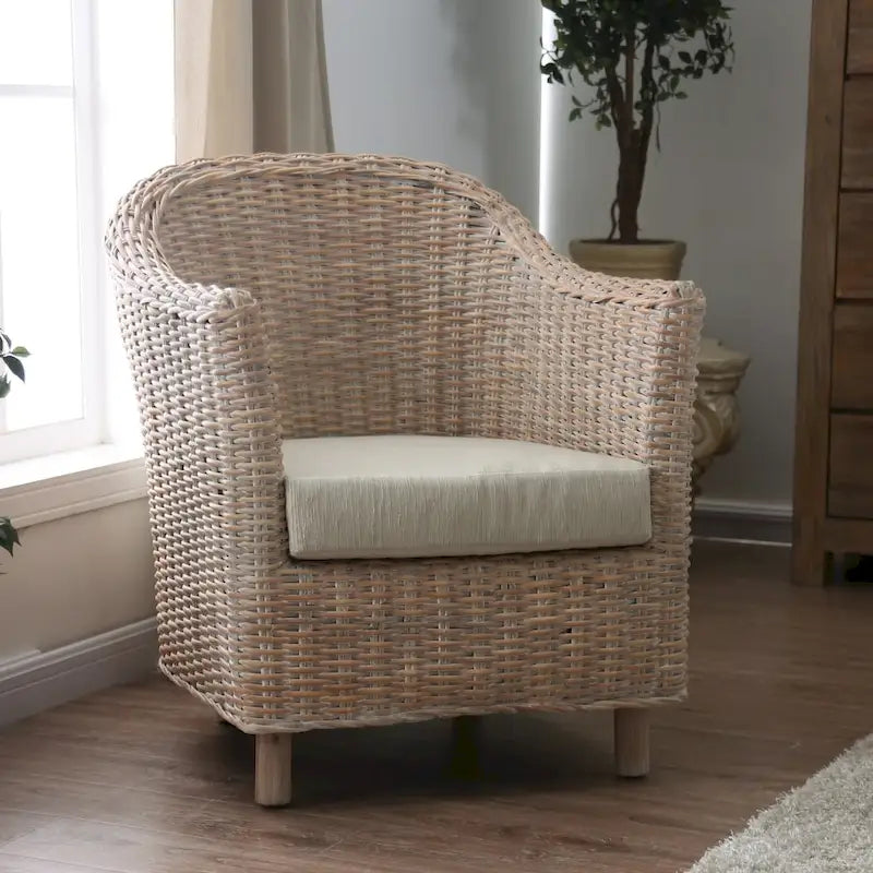 Furniture of America Lali Rustic Kubu Rattan Wicker Armchair