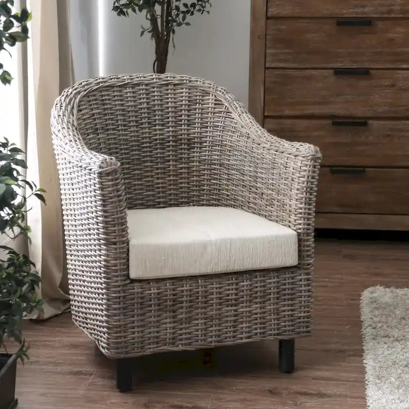 Furniture of America Lali Rustic Kubu Rattan Wicker Armchair