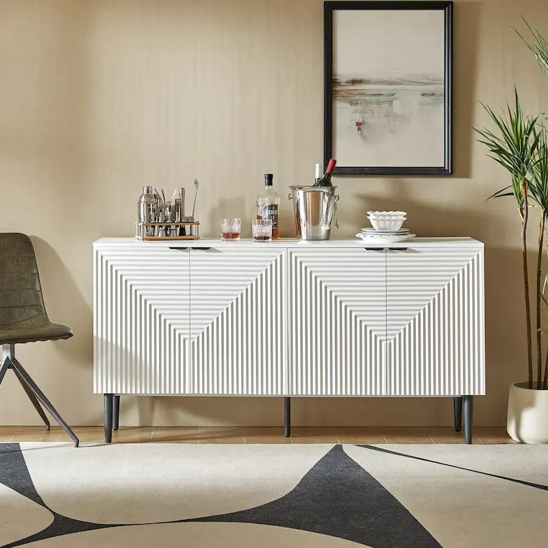 Burkart Modern 63Wide 4-Door Sideboard with Wine Rack and Metal Leg by HULALA HOME