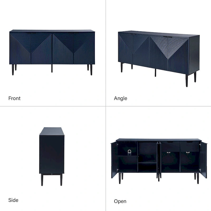 Burkart Modern 63Wide 4-Door Sideboard with Wine Rack and Metal Leg by HULALA HOME