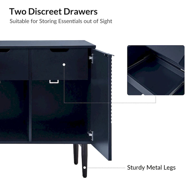 Burkart Modern 63Wide 4-Door Sideboard with Wine Rack and Metal Leg by HULALA HOME