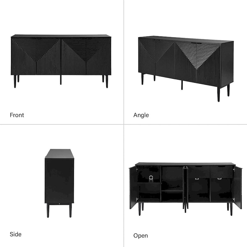 Burkart Modern 63Wide 4-Door Sideboard with Wine Rack and Metal Leg by HULALA HOME
