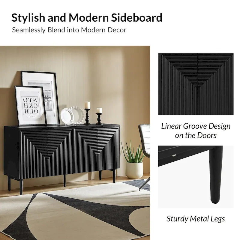 Burkart Modern 63Wide 4-Door Sideboard with Wine Rack and Metal Leg by HULALA HOME