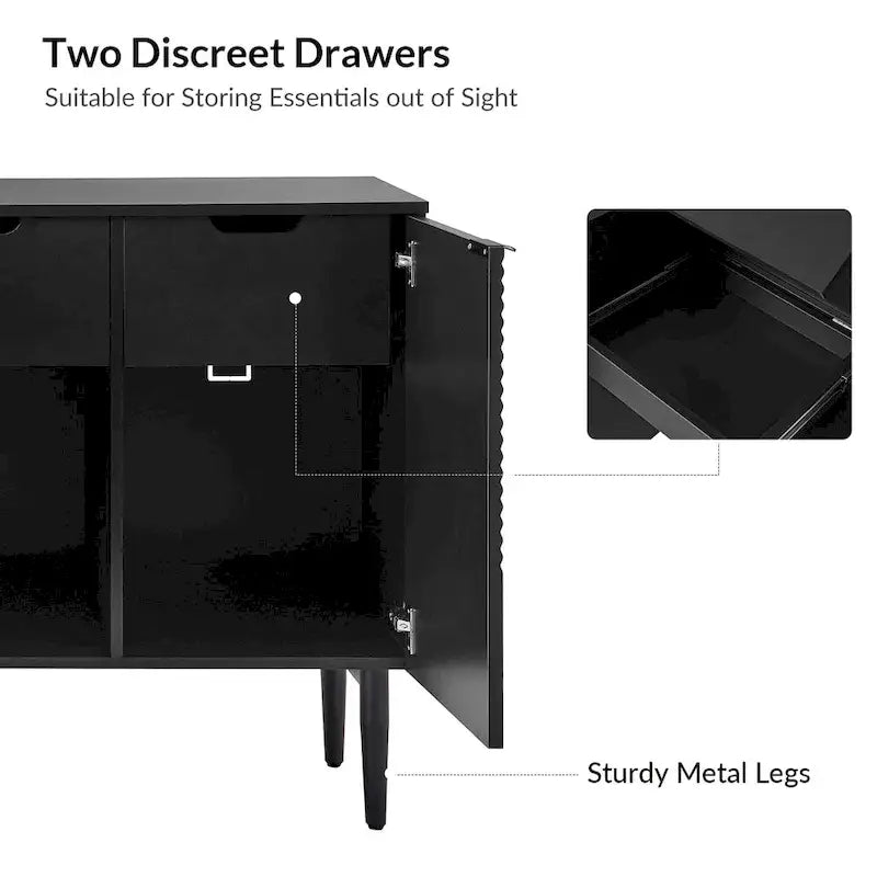 Burkart Modern 63Wide 4-Door Sideboard with Wine Rack and Metal Leg by HULALA HOME