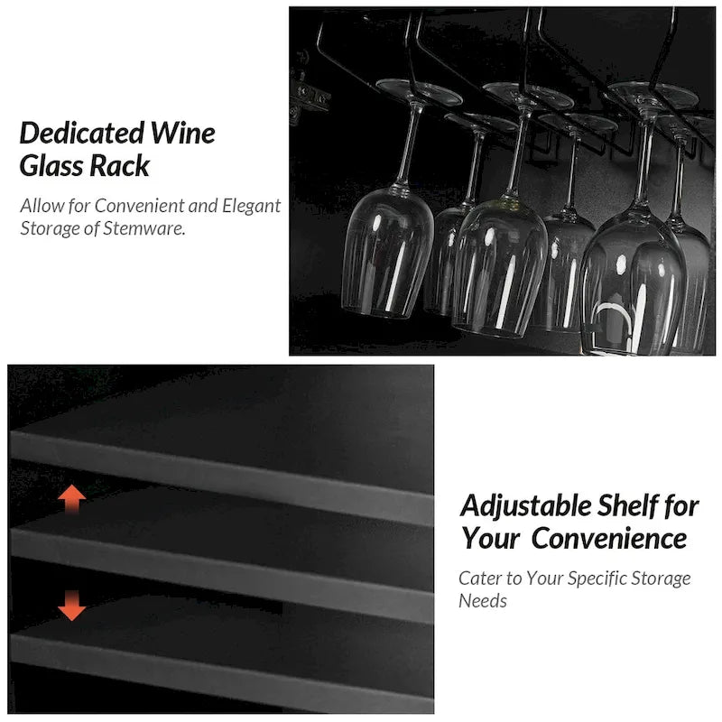 Burkart Modern 63Wide 4-Door Sideboard with Wine Rack and Metal Leg by HULALA HOME