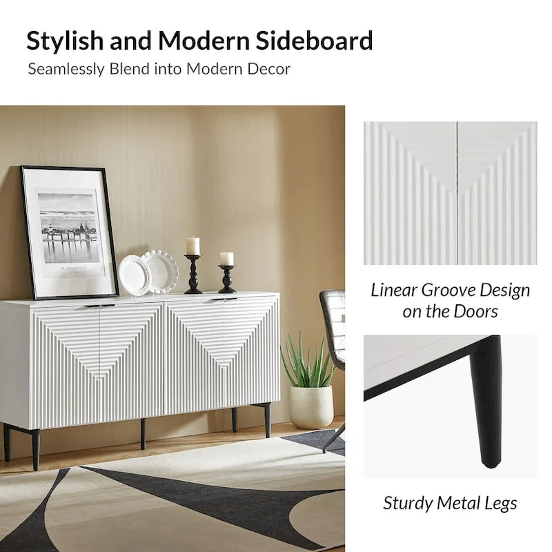 Burkart Modern 63Wide 4-Door Sideboard with Wine Rack and Metal Leg by HULALA HOME