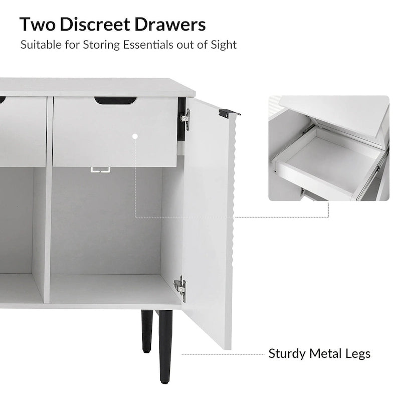 Burkart Modern 63Wide 4-Door Sideboard with Wine Rack and Metal Leg by HULALA HOME