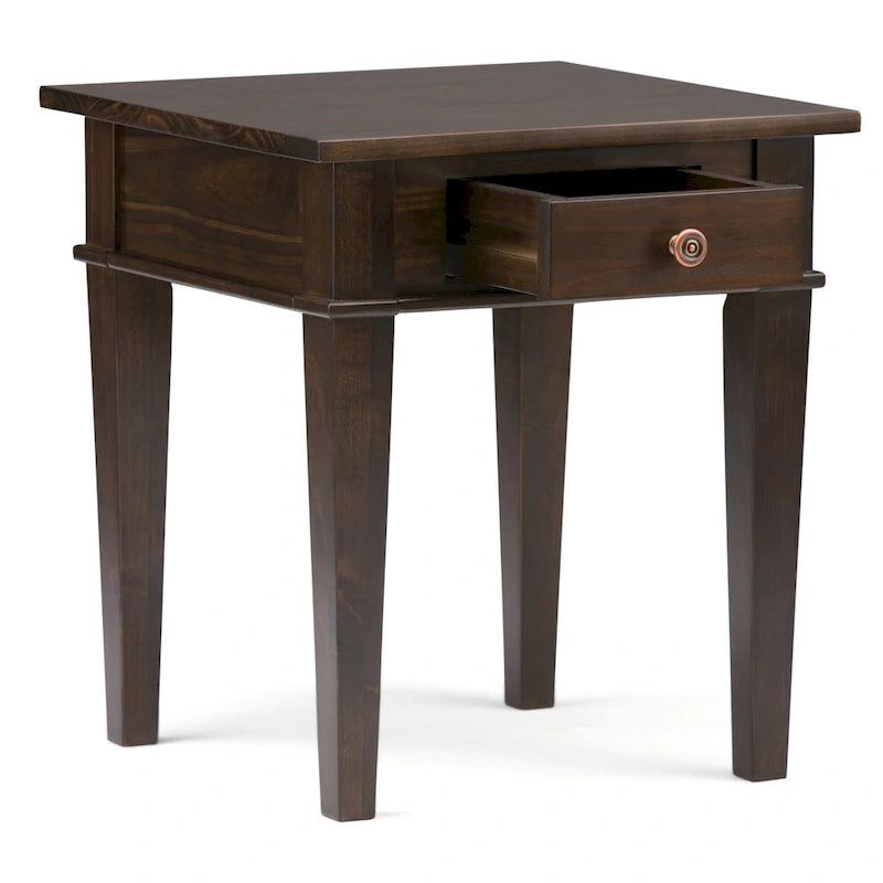 WYNDENHALL Sterling SOLID WOOD 18 inch Wide Square Transitional End Side Table - 18 W x 18 D x 20 H