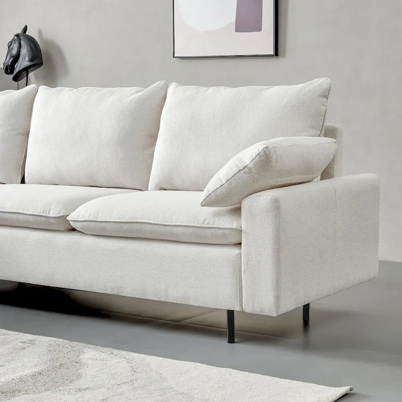 L-Shaped Linen Sectional Sofa with Chaise