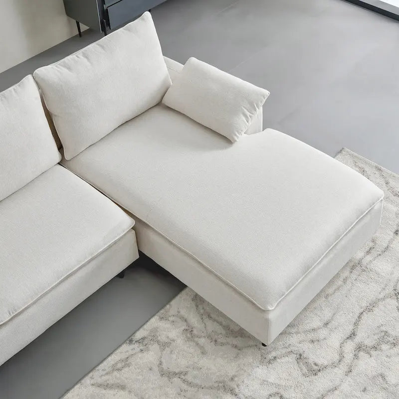 L-Shaped Linen Sectional Sofa with Chaise