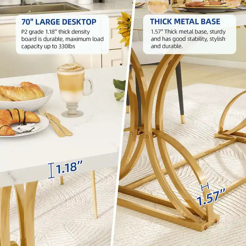 Moasis Farmhouse Rectangular Wood and Metal Dining Table for 6-8 People