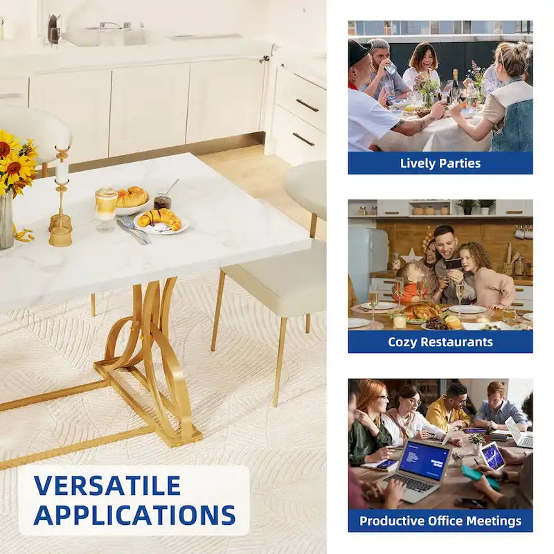 Moasis Farmhouse Rectangular Wood and Metal Dining Table for 6-8 People