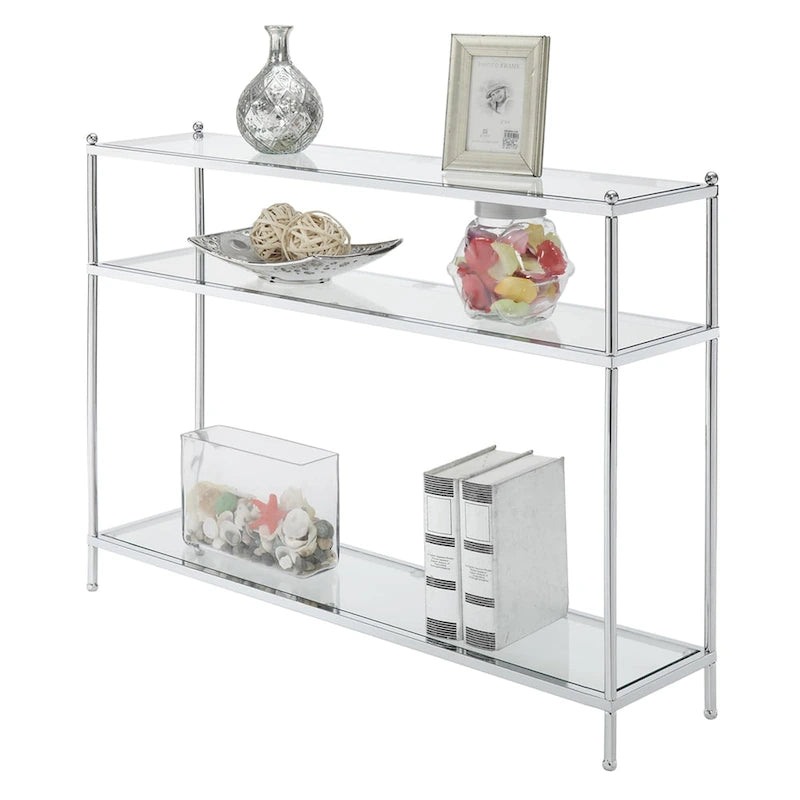 Convenience Concepts Royal Crest 3 Tier Glass Console Table