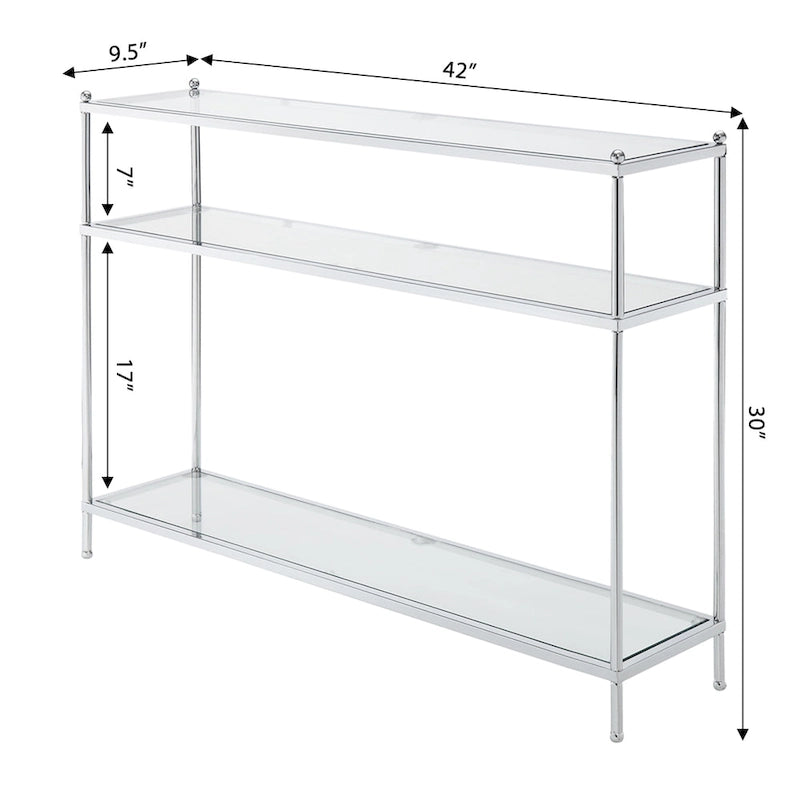 Convenience Concepts Royal Crest 3 Tier Glass Console Table