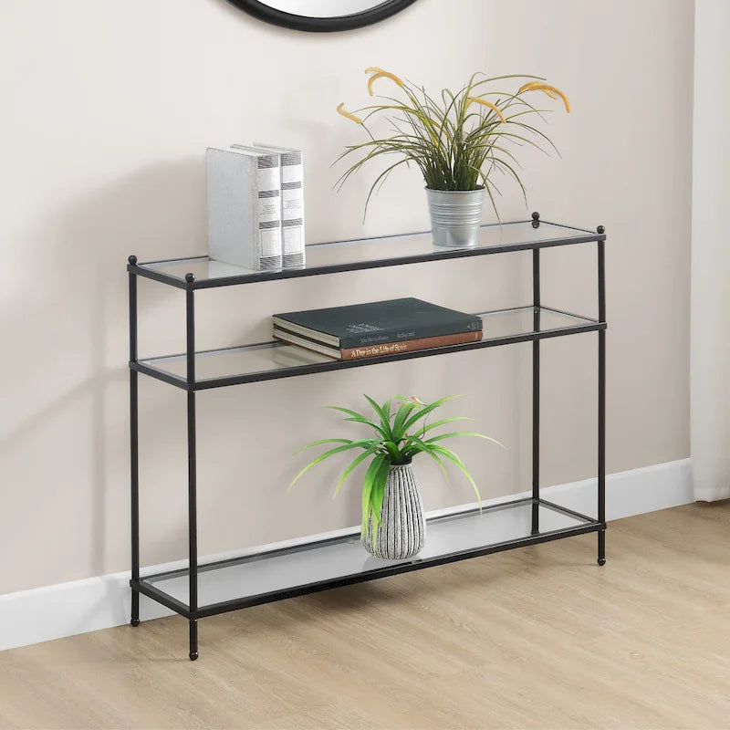 Convenience Concepts Royal Crest 3 Tier Glass Console Table