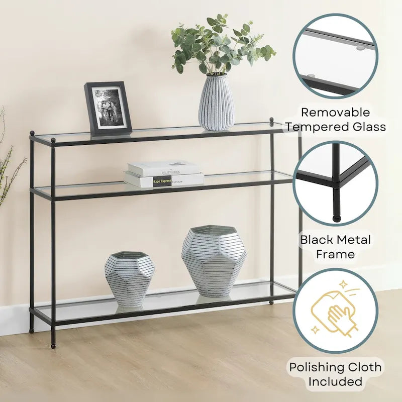 Convenience Concepts Royal Crest 3 Tier Glass Console Table
