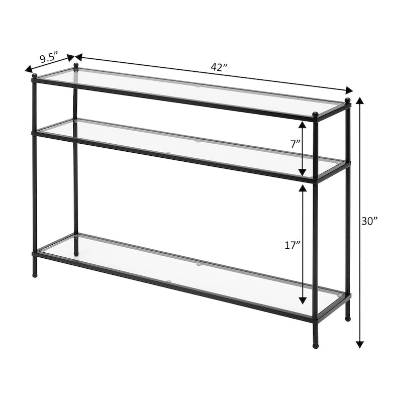 Convenience Concepts Royal Crest 3 Tier Glass Console Table