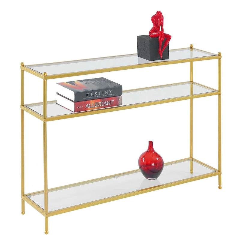 Convenience Concepts Royal Crest 3 Tier Glass Console Table