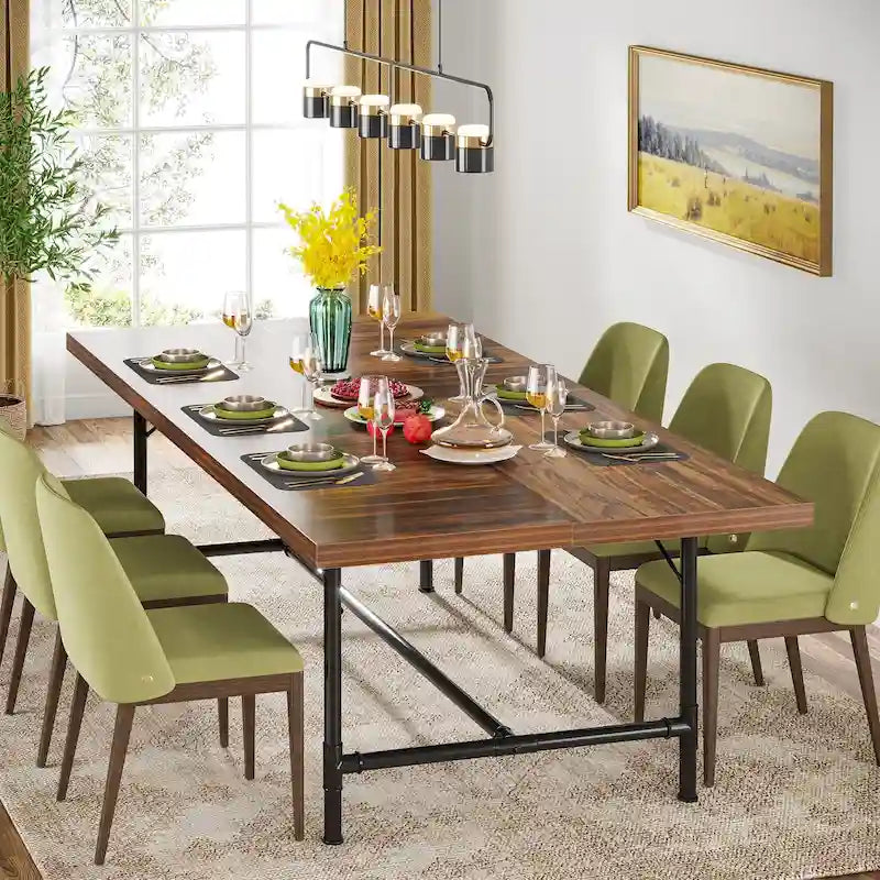 Rustic Rectangle 70.9-Inch Dining Table with Tube Metal Frame