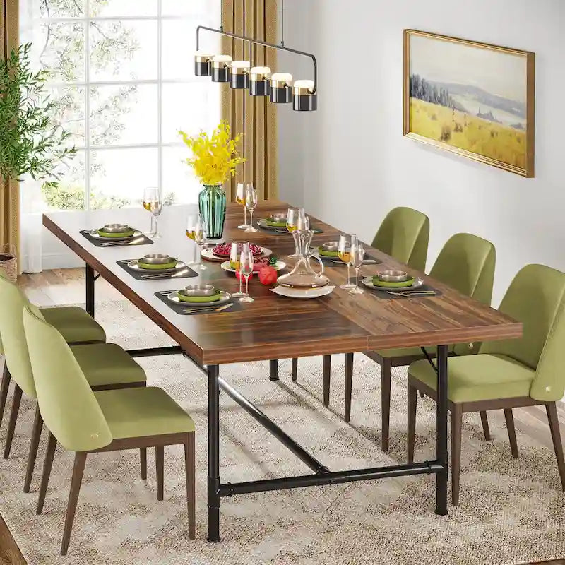 Rustic Rectangle 70.9-Inch Dining Table with Tube Metal Frame