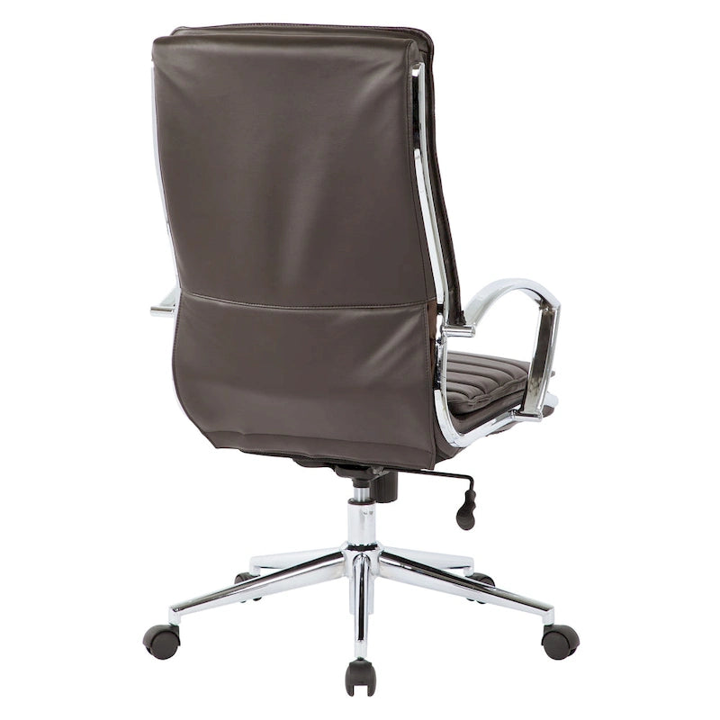 High Back Professional Managers Faux Leather Chair with Chrome Base and Removable Sleeves