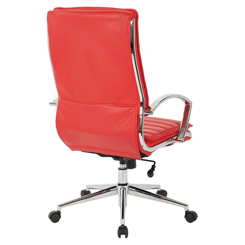 High Back Professional Managers Faux Leather Chair with Chrome Base and Removable Sleeves