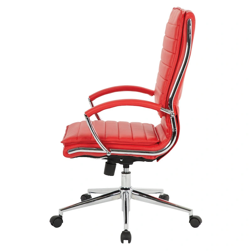 High Back Professional Managers Faux Leather Chair with Chrome Base and Removable Sleeves