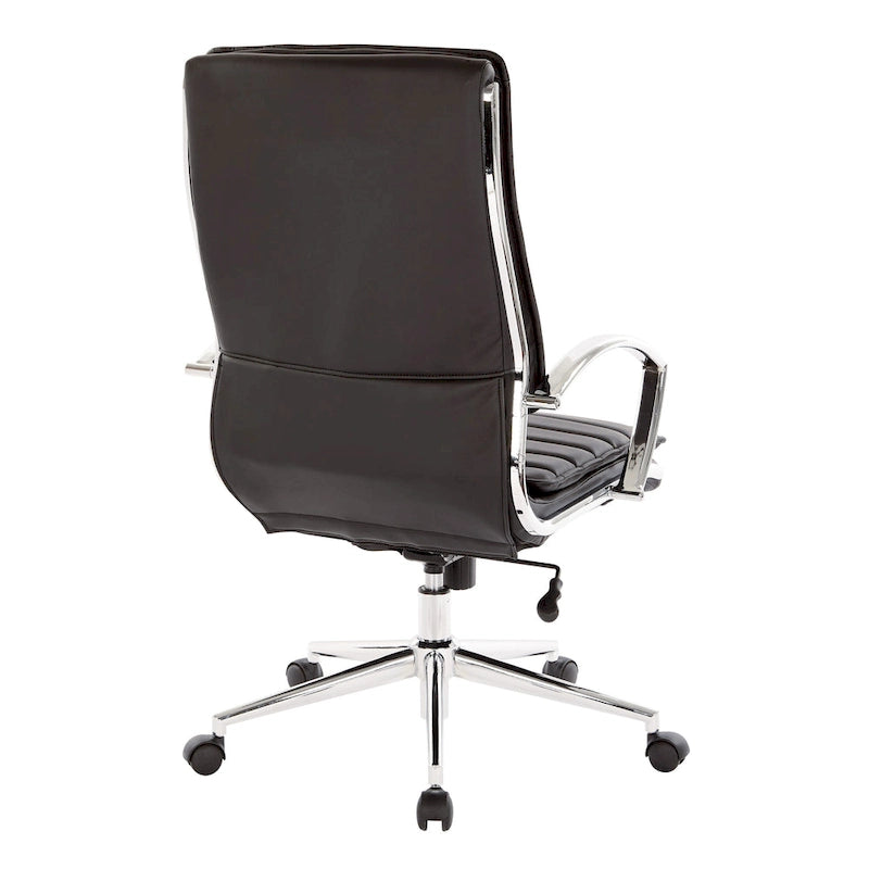 High Back Professional Managers Faux Leather Chair with Chrome Base and Removable Sleeves