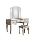 Fabric and Wood Vanity Set with Stool