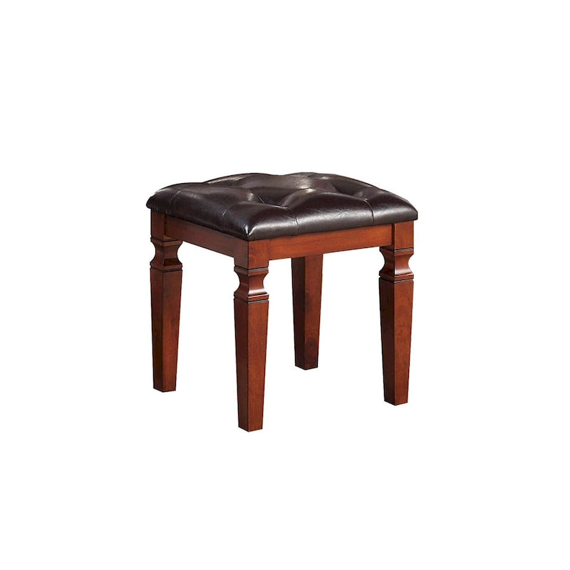 Fabric and Wood Vanity Set with Stool