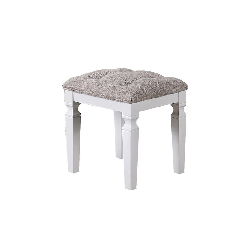 Fabric and Wood Vanity Set with Stool