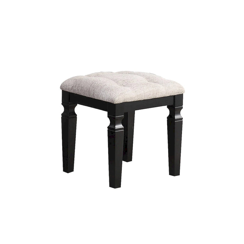 Fabric and Wood Vanity Set with Stool