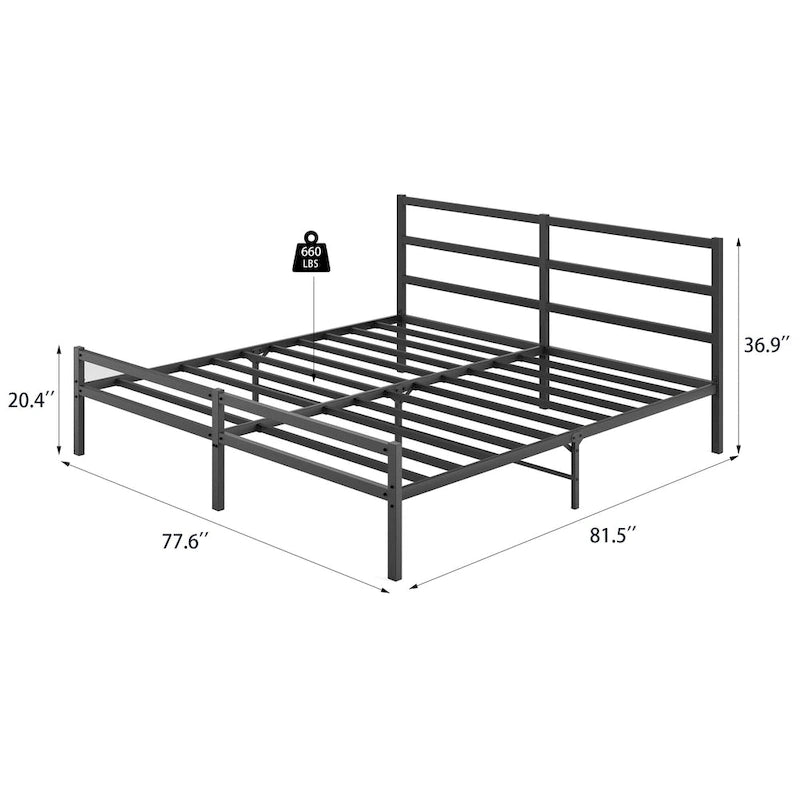 King Size Metal Platform Bed with Headboard