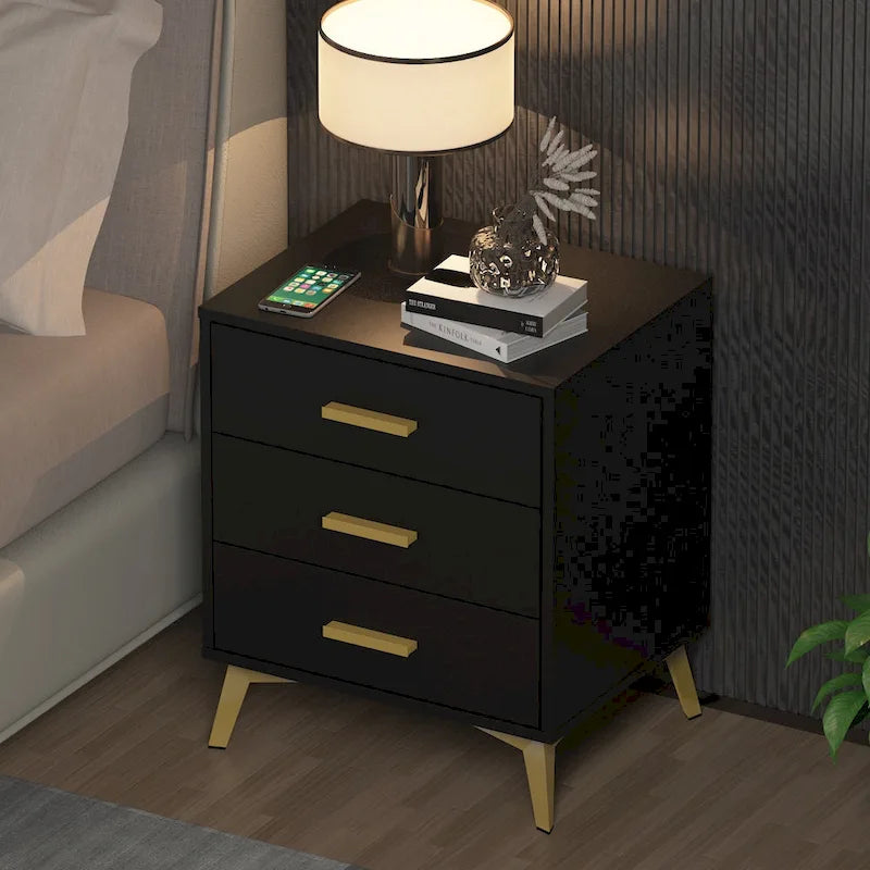 Timechee 23.6 Tall 3 - Drawer Nightstand In White/Black